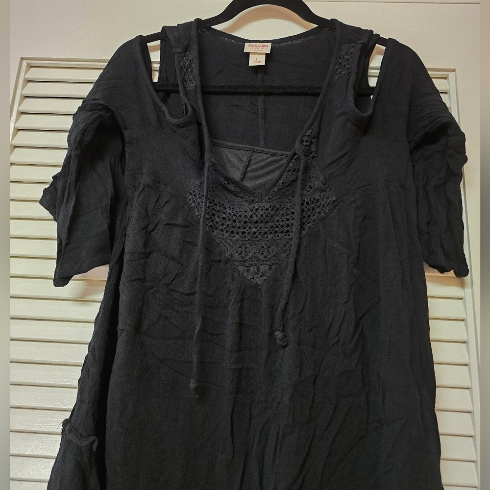 Mossimo Supply Co - Black Bohemian Cold-Shoulder Short-Sleeve Dress With Lining - Picture 3 of 4